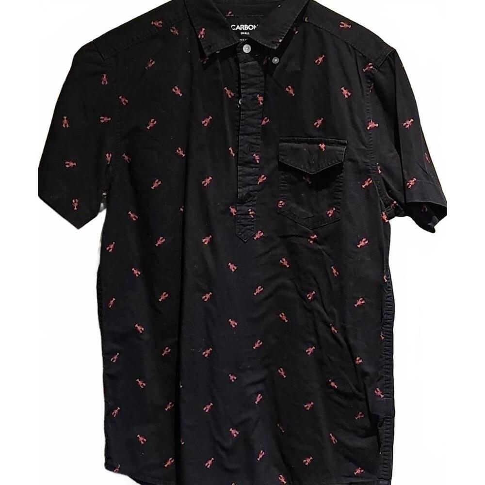 Carbon half button polo with lobster print size S